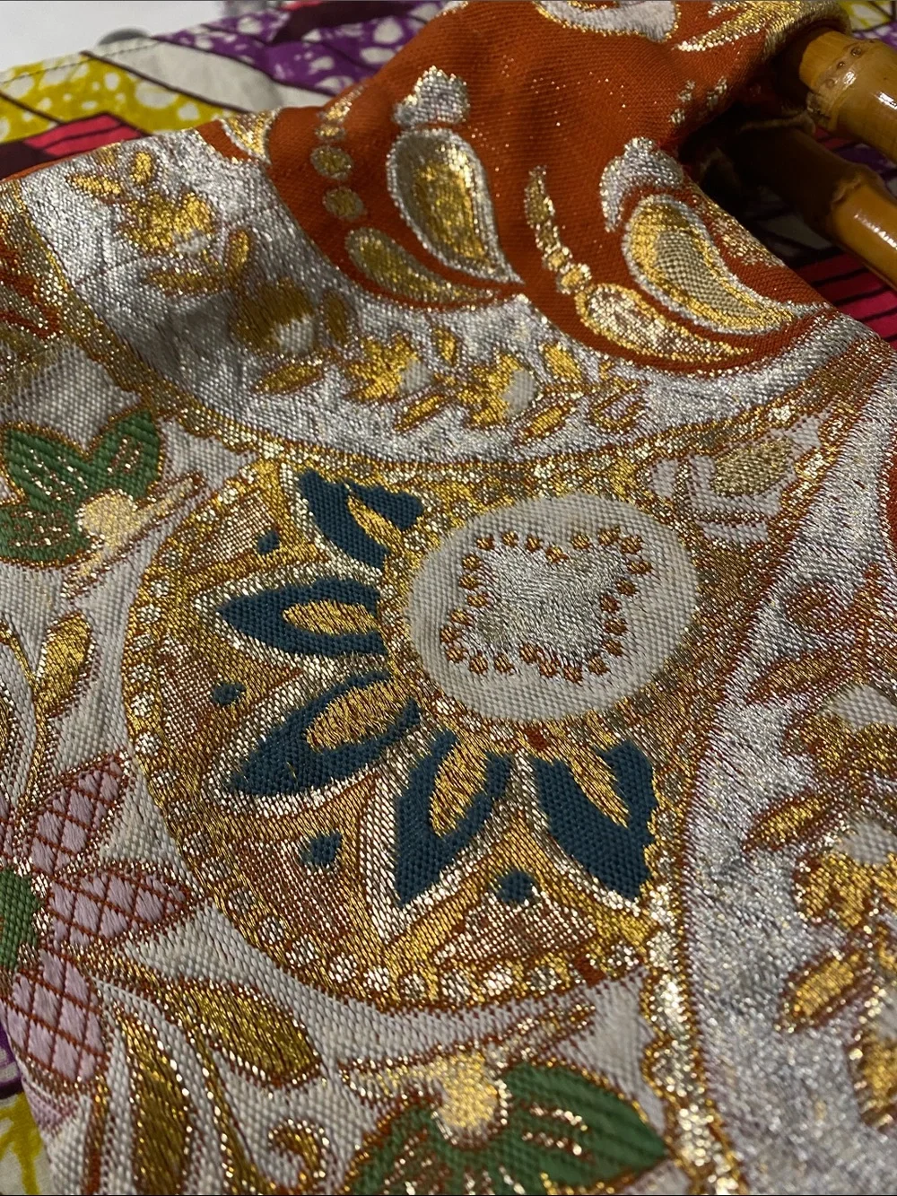 Decorative Paisley Jacquard Accent Clutch
